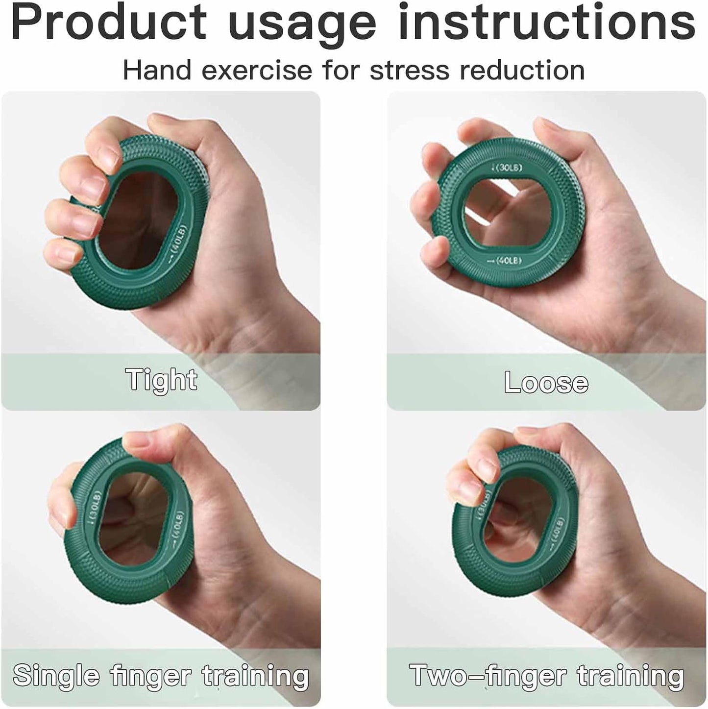 Grip Strength Trainer (30-80lbs) - 6 Resistance Levels, 3PCS Silicone Hand Strengthener Rings for Rock Climbing, Athletes, Finger Workout & Stress Relief Double Force Design 3 colors