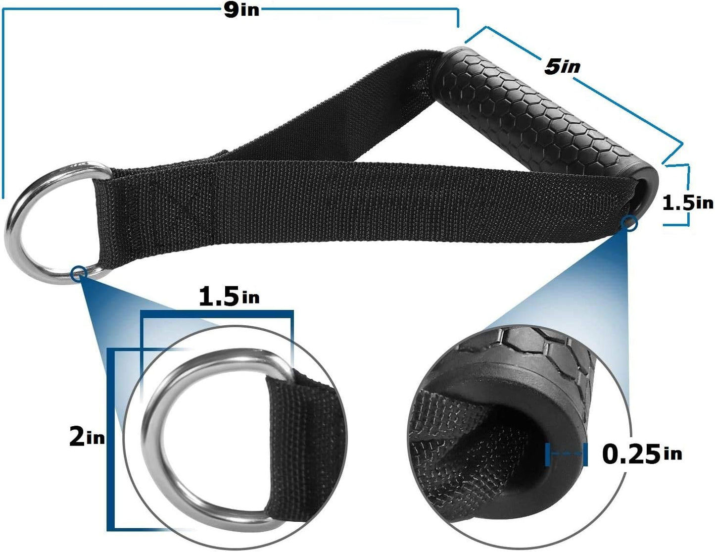Exercise Cable Handles,Cable Machine Attachment Handles Compatible with Machines,Super Strong Nylon Webbing for Resistance Training(1 Pairs)
