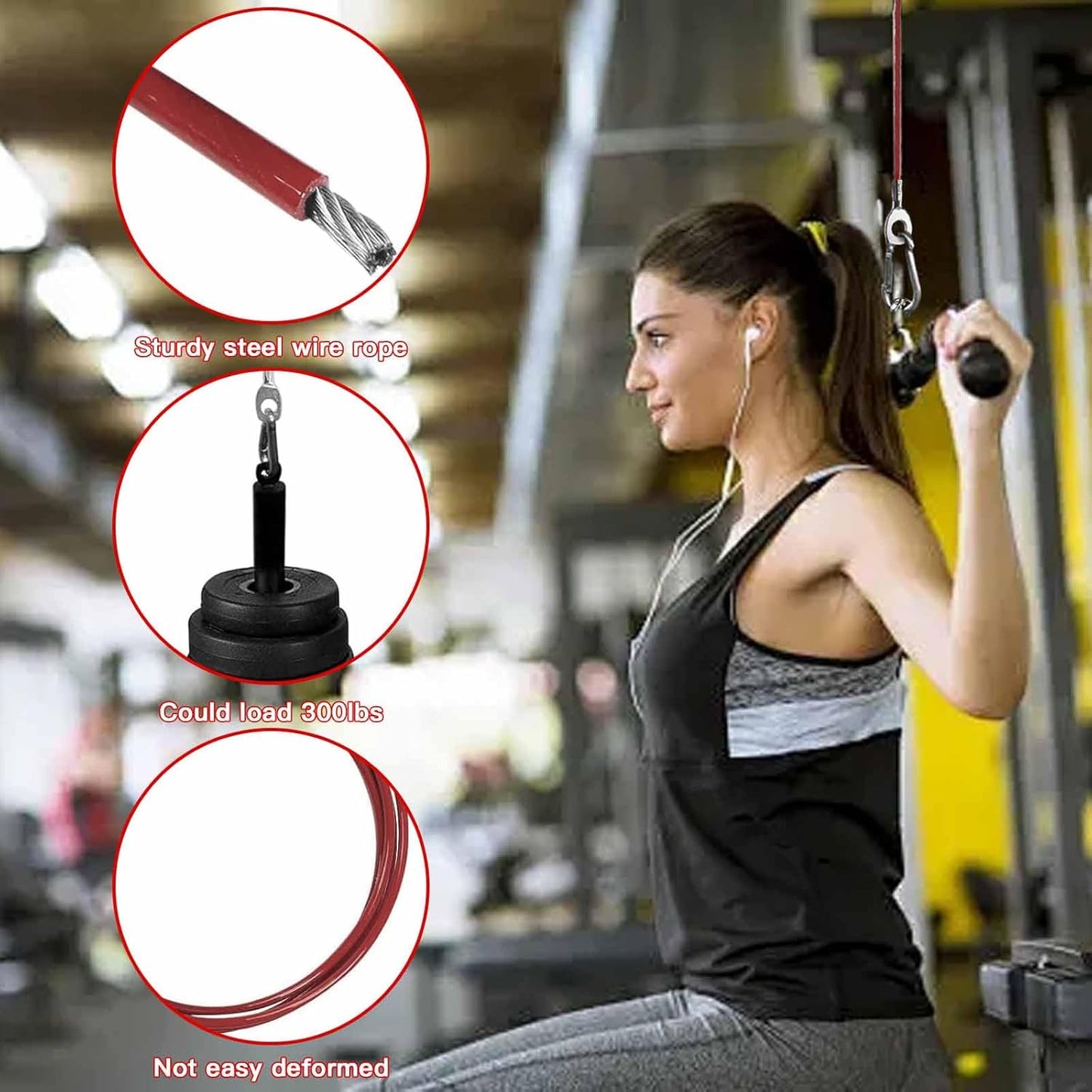 Replacement Cables for Home Gym, Fitness Pulley Cable, Weight Machine Cable -Thick 5mm(0.2inch) Heavy Duty Steel Wire Rope Gym  138''