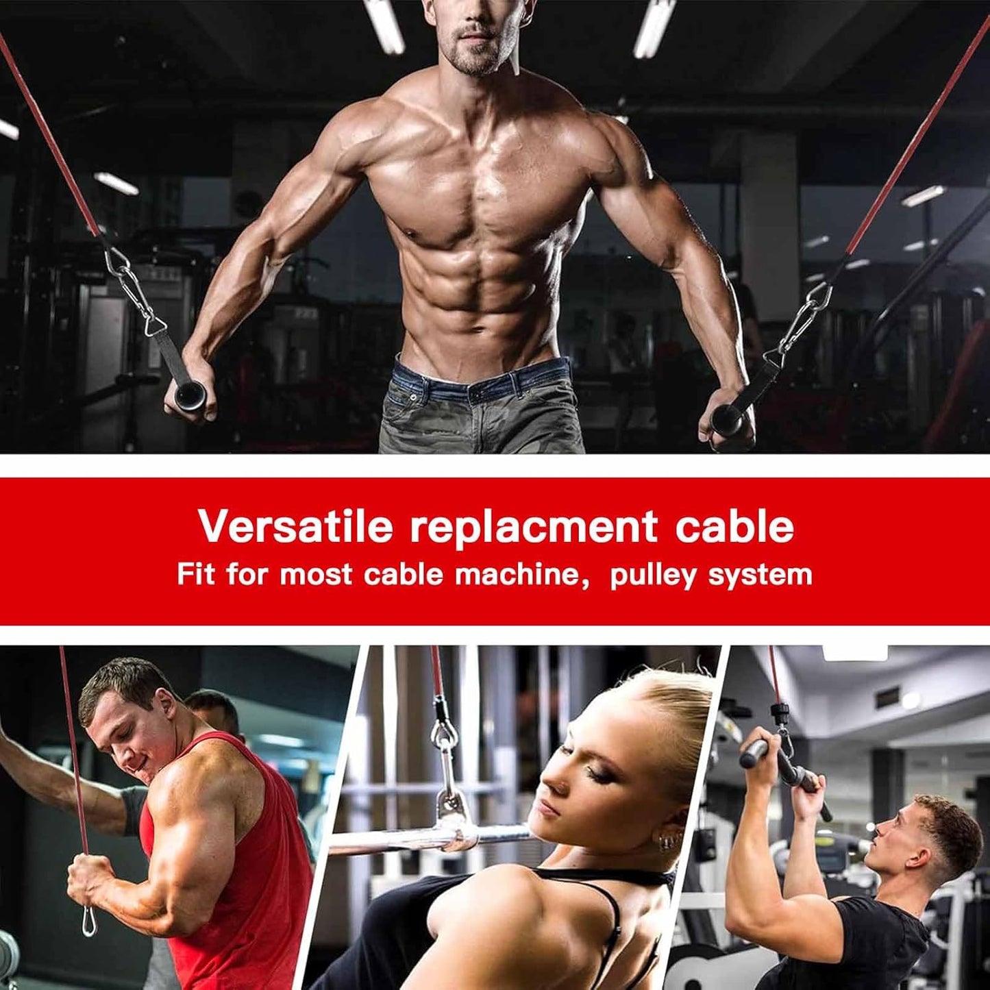 Replacement Cables for Home Gym, Fitness Pulley Cable, Weight Machine Cable -Thick 5mm(0.2inch) Heavy Duty Steel Wire Rope Gym  138''
