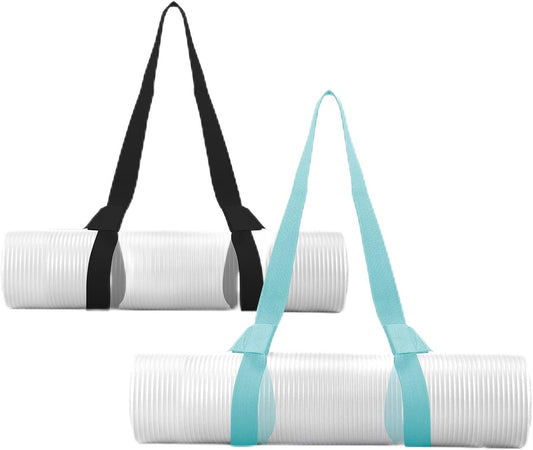 2 Packs Yoga Mat Strap for Carrying, Carrier, Adjustable Sling Exercise Black + Turquoise