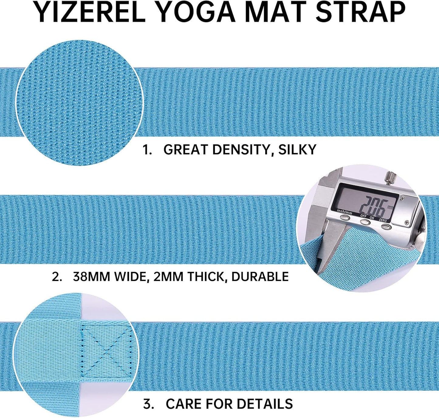 2 Packs Yoga Mat Strap for Carrying, Carrier, Adjustable Sling Exercise Black + Turquoise