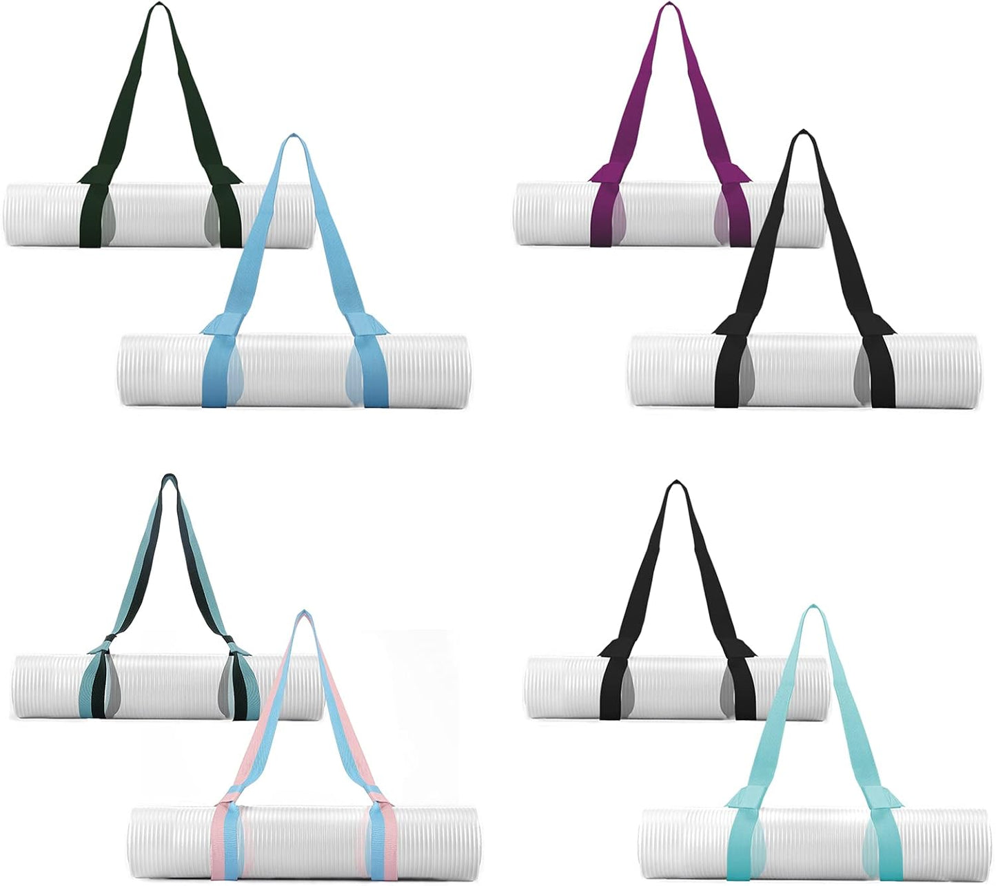 2 Packs Yoga Mat Strap for Carrying, Carrier, Adjustable Sling Exercise Black + Turquoise