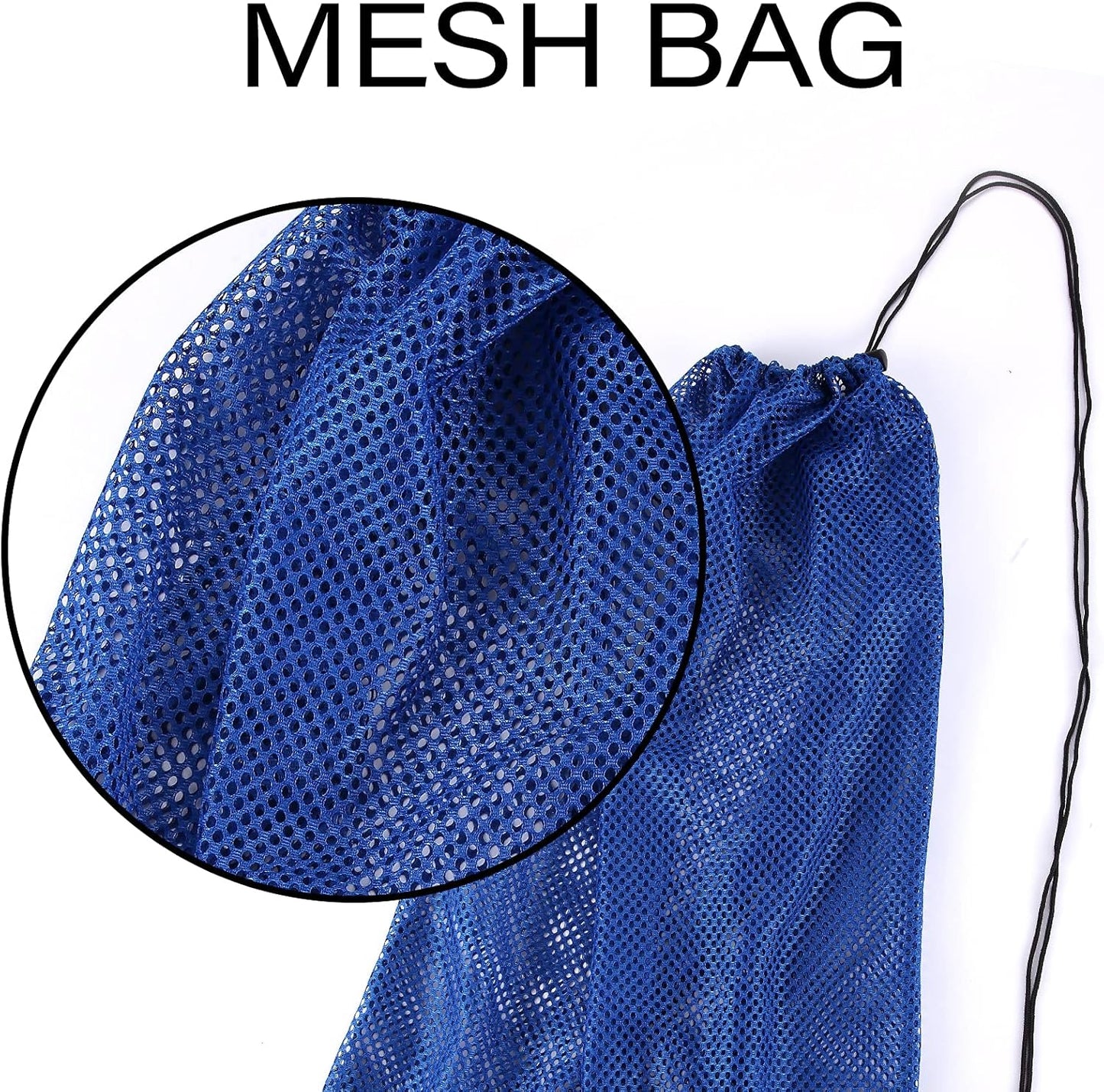 2 Packs Mesh Gear Bag for Snorkel Equipment, Oversized 18" x 27" Dive Scuba Diving Backpack Snorkeling, Fins, Swimming Gear, Beach and Sports Equipment (Black & Blue)