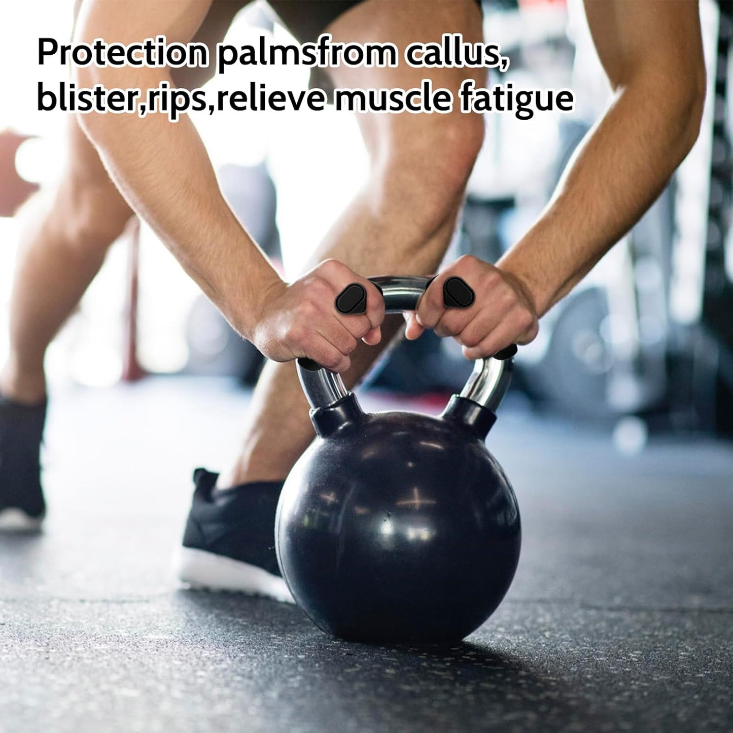 Weight Lifting Grips - Rubber Anti-Slip Workout Grips, Ergonomics Hand Protector Gloves for Gym Training and Exercise, Dumbbell, Bar Pad, Pull Up Men Women, No Sweaty (Black)