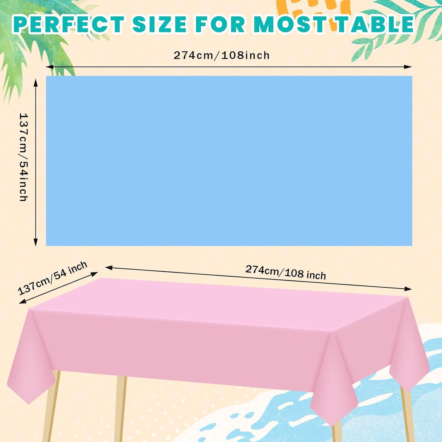 12 Pcs Hawaiian Plastic Tablecloths 54 x 108 Inch Disposable Rectangle Waterproof Table Cover for Birthday Wedding Anniversary Fine Dining Luau Summer Party Decoration Supplies Hawaii