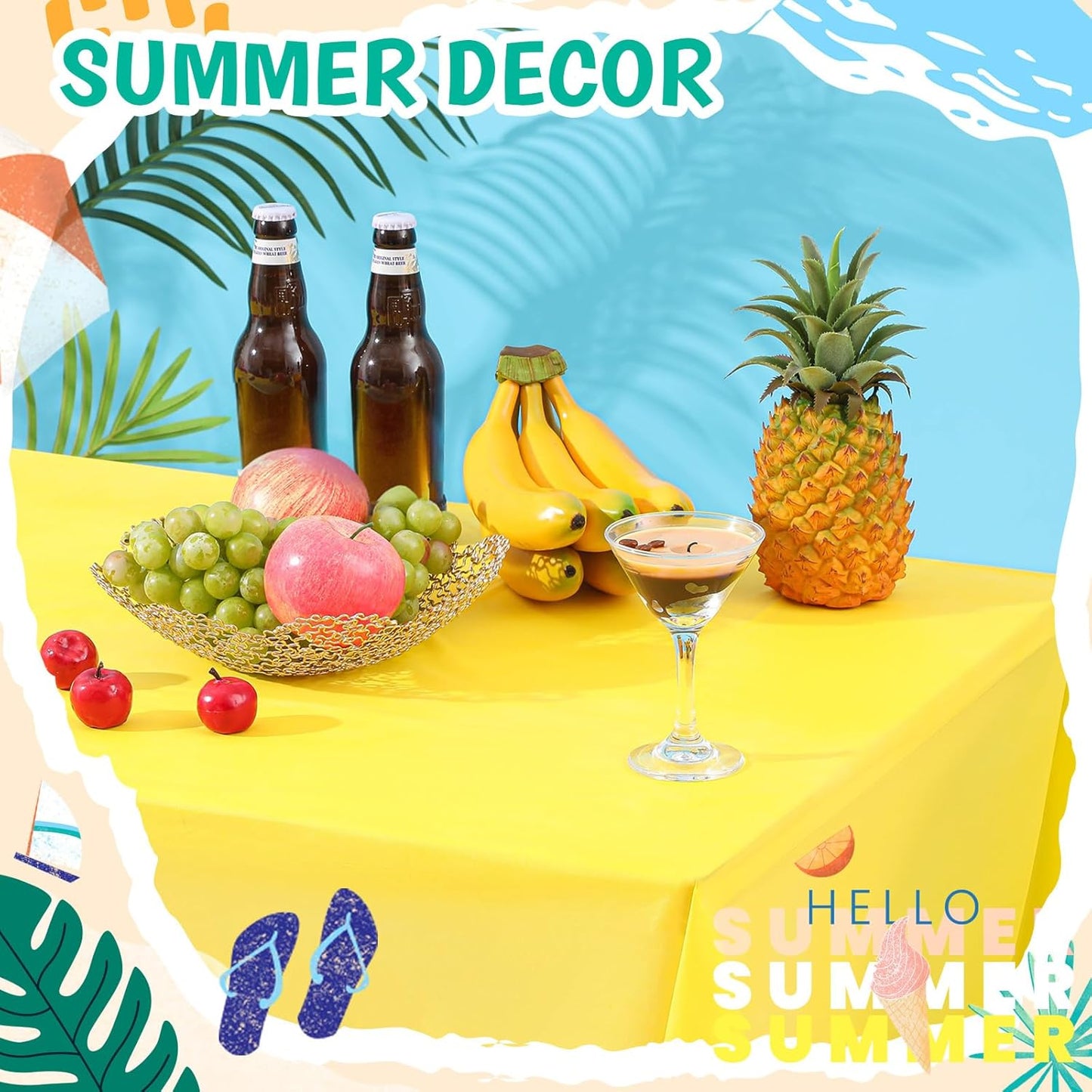 12 Pcs Hawaiian Plastic Tablecloths 54 x 108 Inch Disposable Rectangle Waterproof Table Cover for Birthday Wedding Anniversary Fine Dining Luau Summer Party Decoration Supplies Hawaii