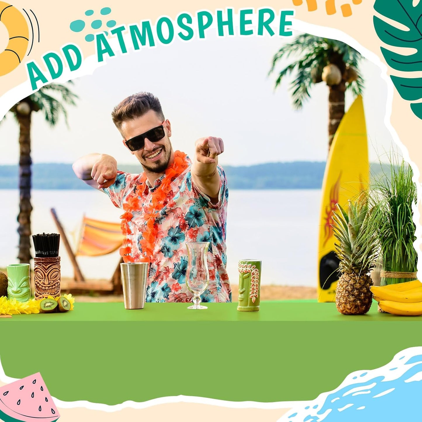 12 Pcs Hawaiian Plastic Tablecloths 54 x 108 Inch Disposable Rectangle Waterproof Table Cover for Birthday Wedding Anniversary Fine Dining Luau Summer Party Decoration Supplies Hawaii