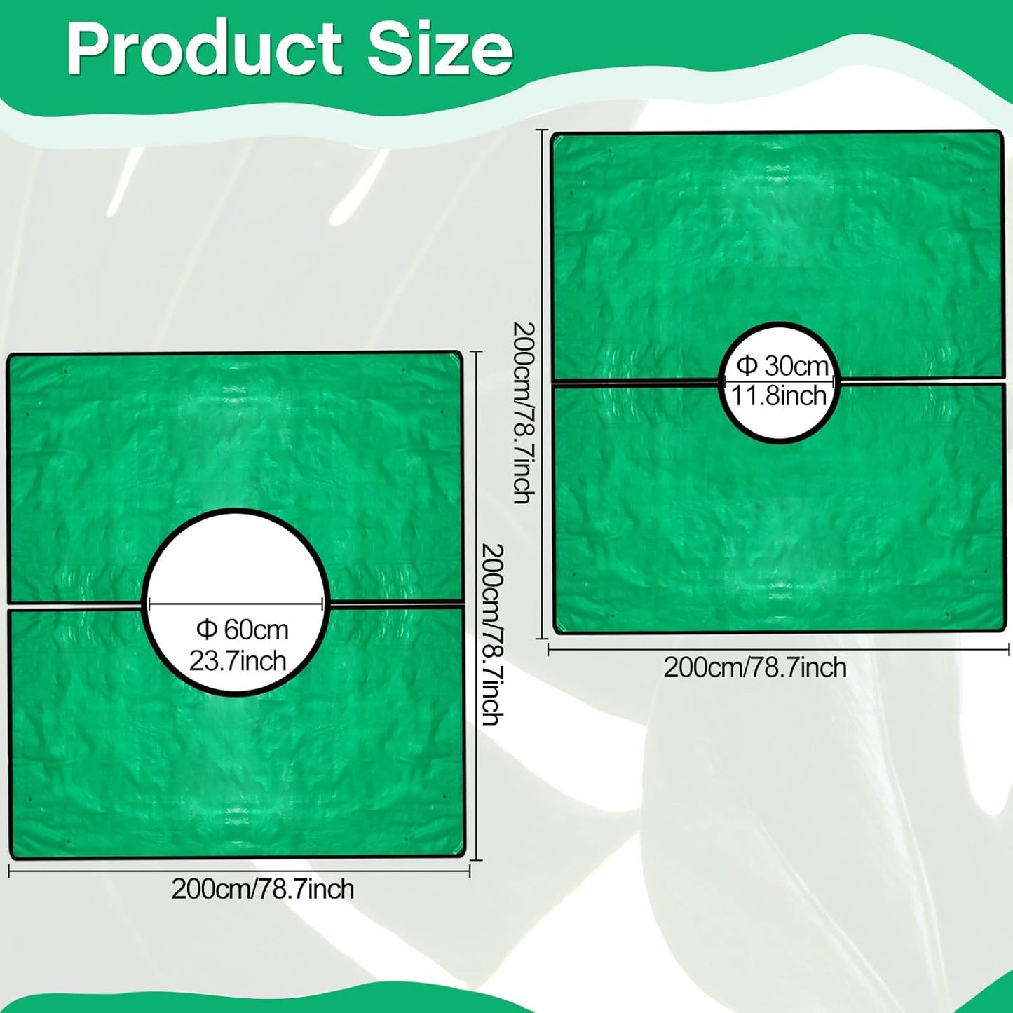 2 Set Landscape Pruning Tarp 78.7"x78.7" Waterproof Bush Trimming with Hole Shrub Catcher Four Corner Buckles for Leaf Collection Garden Tree Accessories