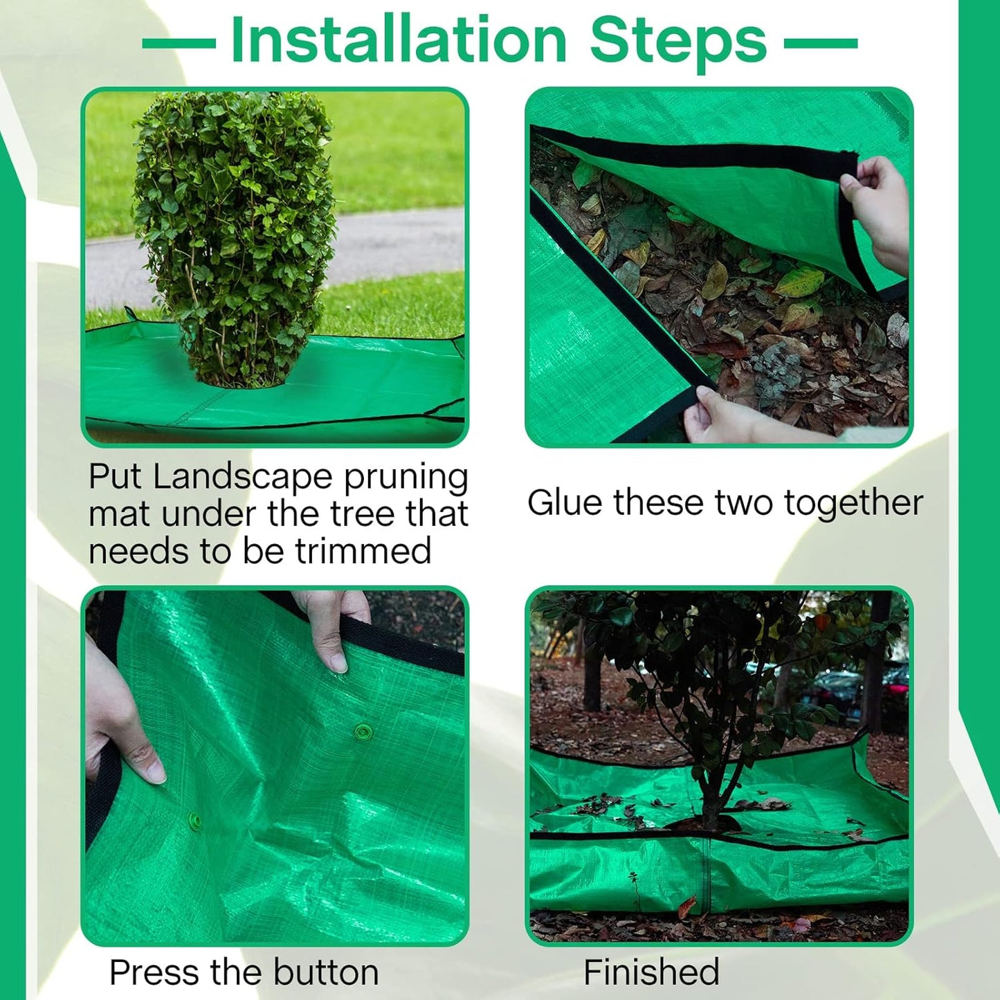 2 Set Landscape Pruning Tarp 78.7"x78.7" Waterproof Bush Trimming with Hole Shrub Catcher Four Corner Buckles for Leaf Collection Garden Tree Accessories
