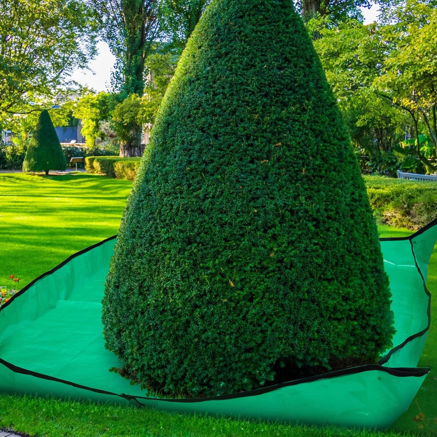 2 Set Landscape Pruning Tarp 78.7"x78.7" Waterproof Bush Trimming with Hole Shrub Catcher Four Corner Buckles for Leaf Collection Garden Tree Accessories