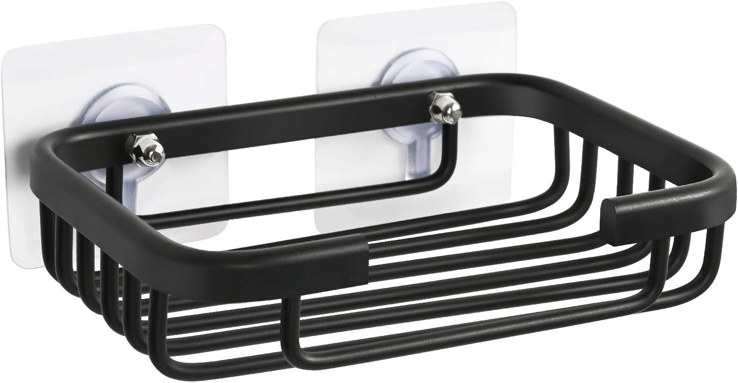 Soap Dish,Premium Dish for Shower, Space Aluminum Wall Mounted Bar Holder Bathroom Shower Kitchen Wall, Drilling Installation or Directly Paste Black 5׳.5ױinch