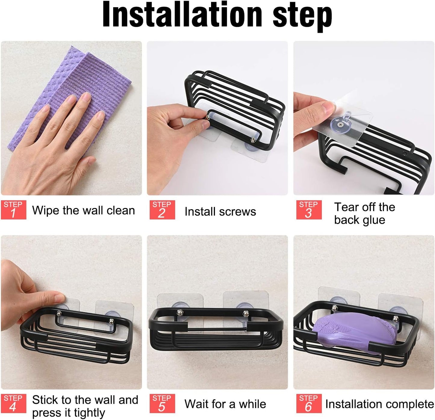 Soap Dish,Premium Dish for Shower, Space Aluminum Wall Mounted Bar Holder Bathroom Shower Kitchen Wall, Drilling Installation or Directly Paste Black 5׳.5ױinch