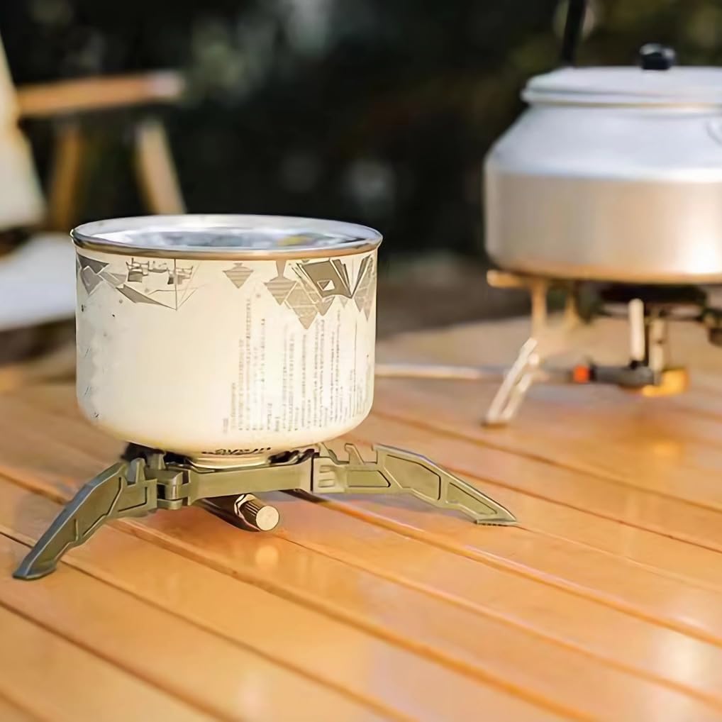 2Pcs Camping Stove Fuel Can Stabilizer, Mini Foldable Outdoor Hiking Cooking Gas Tank Bracket,Foldable Cartridge Canister Tripod (Oranger)