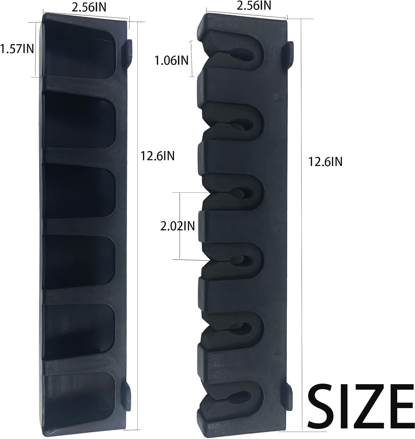Vertica Fishing Rod Holders, Wall-Mounted – Racks, Pole Holders,Fishing Rack,Store 6 Rods or Combos in 12.6 Inches, for Garage & Boat, 1 Pair Black (Vertica)