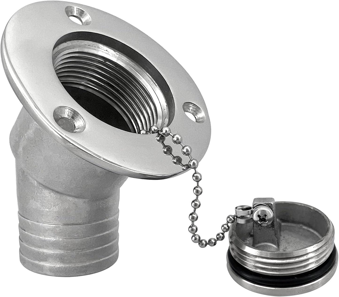 1-1/2"(38mm) Boat Gas Deck Fill/Filler with Keyless Cap Screws, Marine Mirror Polished 316 Stainless Steel Hardware Angled Neck for Yacht Caravan