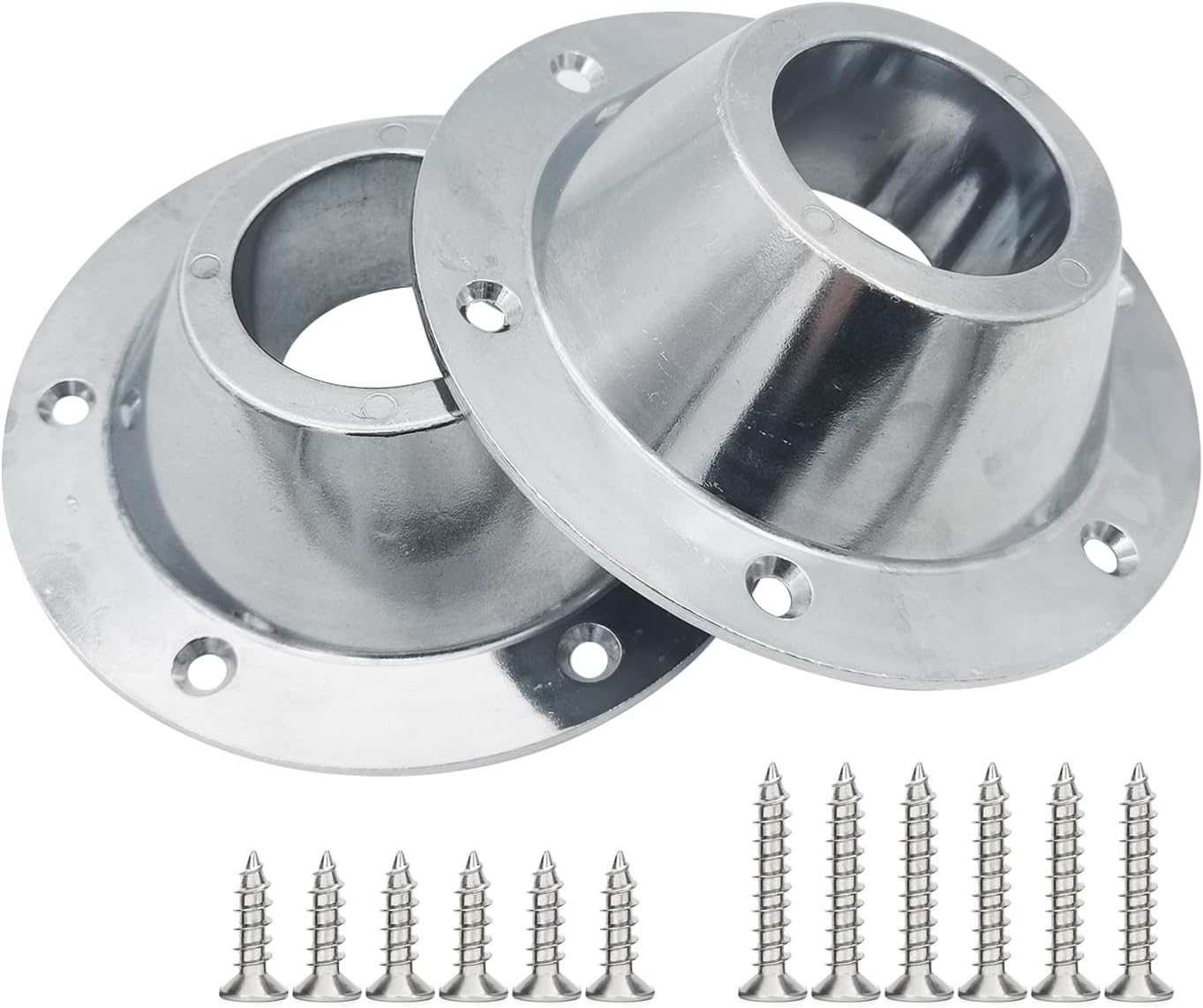 2 Pack Sliver Aluminum RV Table and Floor Mounting Base,RV Pedestal Base Flange, 6 Holes with Screws for Camper Trailer