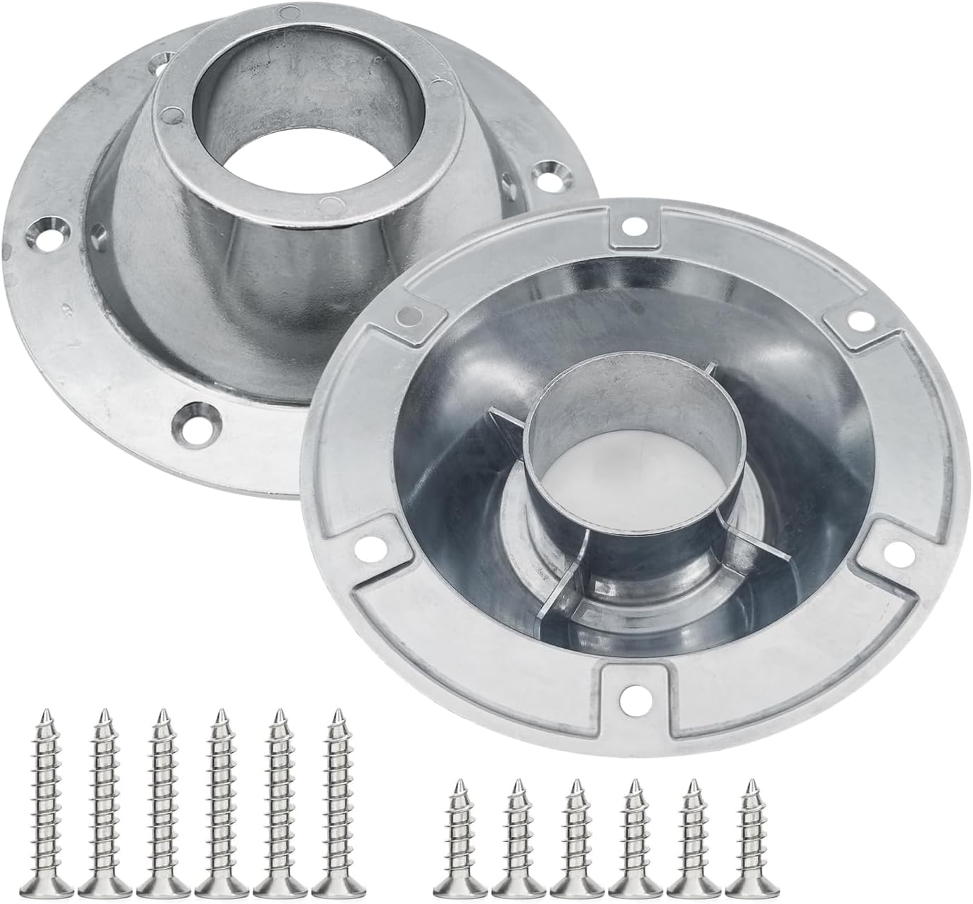 2 Pack Sliver Aluminum RV Table and Floor Mounting Base,RV Pedestal Base Flange, 6 Holes with Screws for Camper Trailer
