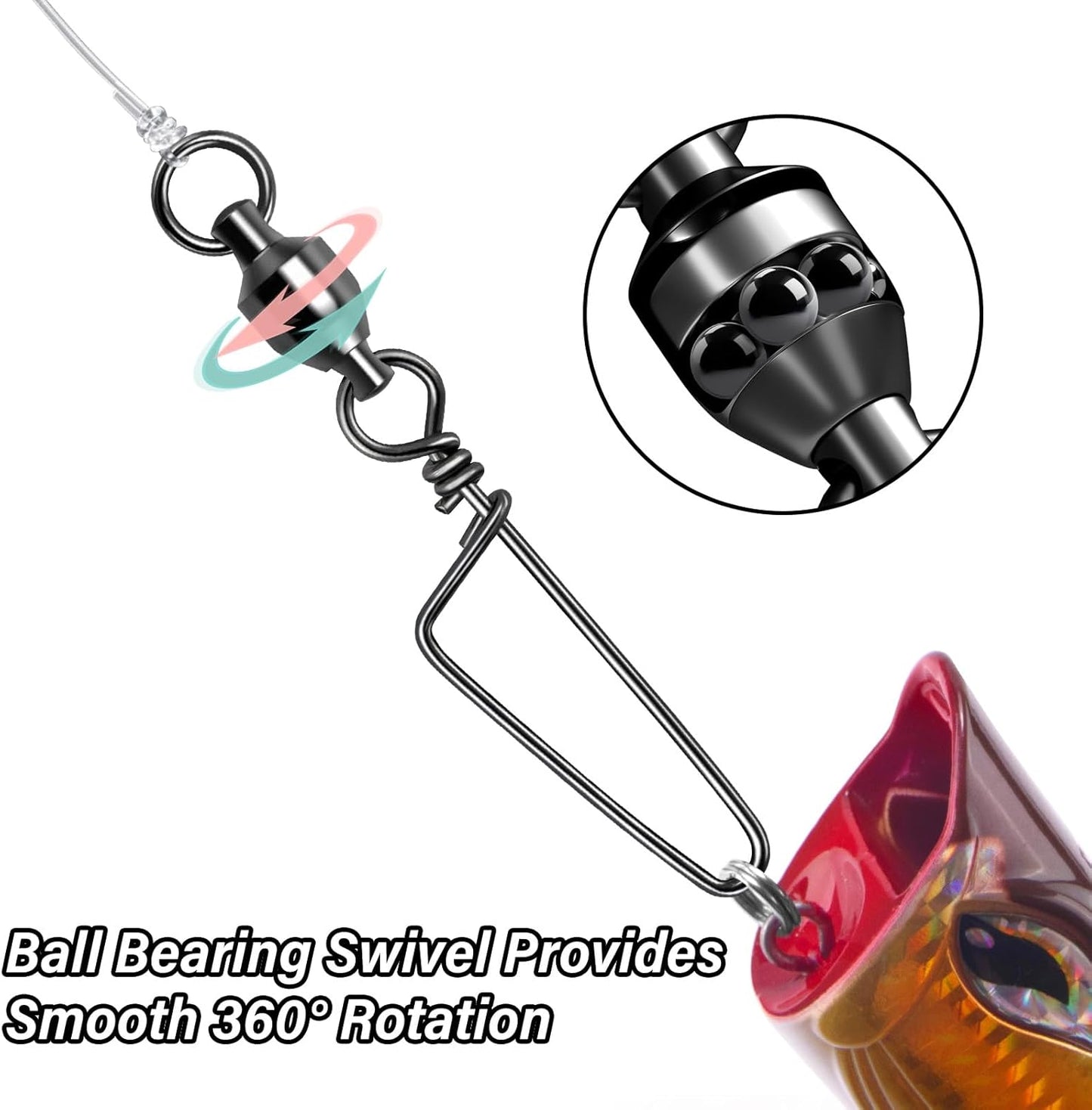 Fishing Snap Swivels, High Strength Ball Bearing Swivel with Stainless Steel Coastlock 26-503LB, Black Nickel Coating Corrosion Resistance Freshwater Saltwater  #6-178LB-10pcs-Extra Inventory