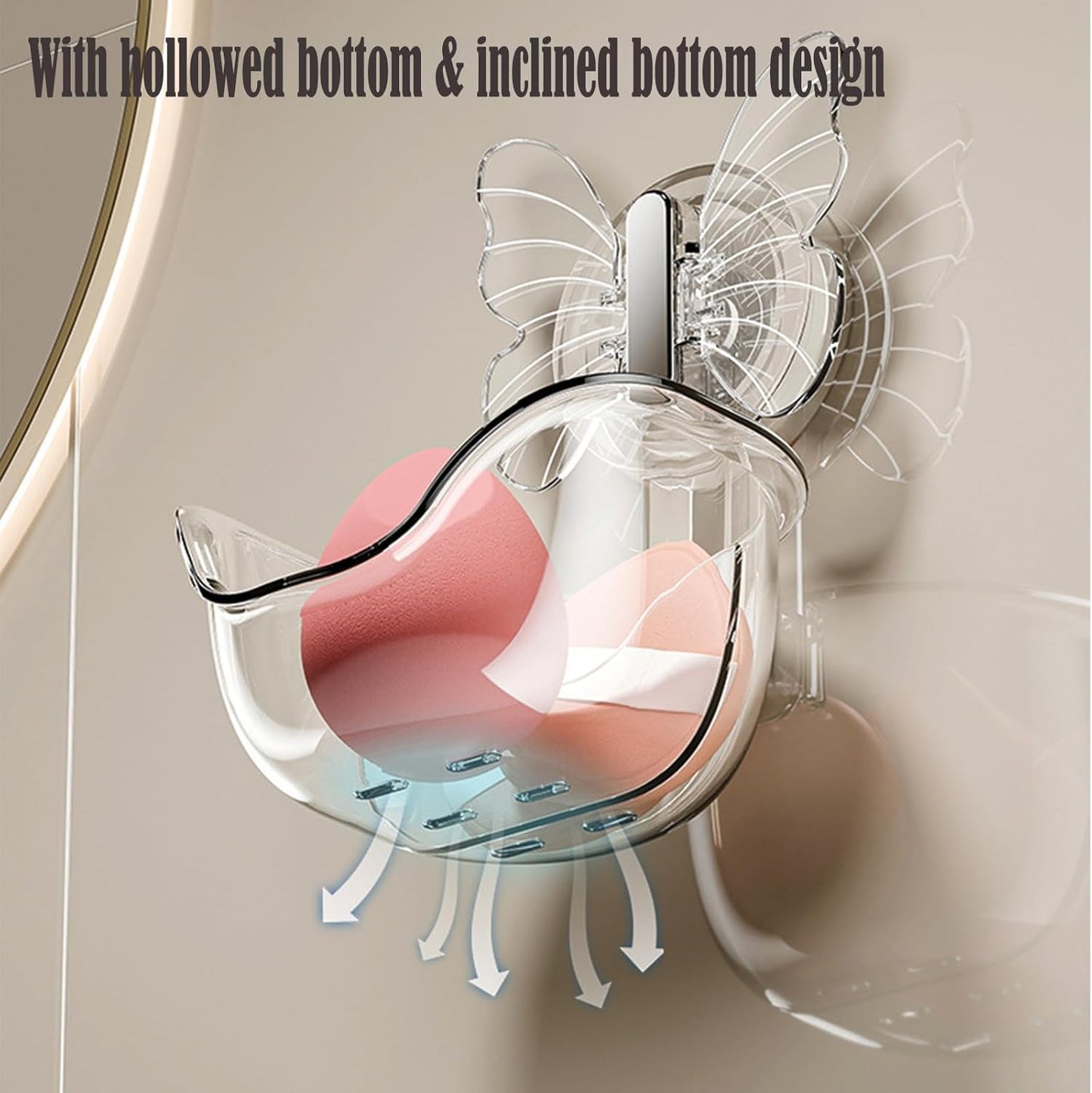 Suction Cup Organizer Storage Rack,Waterproof Shower for Dresser,Shower Set,Waterproof Basket Bathroom,Butterfly Clear