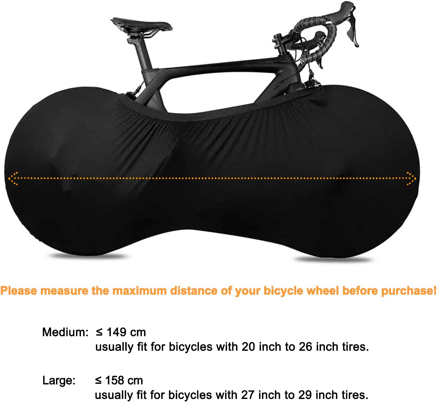 Bike Wheel Cover Indoor Dust-Proof and High Elasticity Bicycle Bag Black Large
