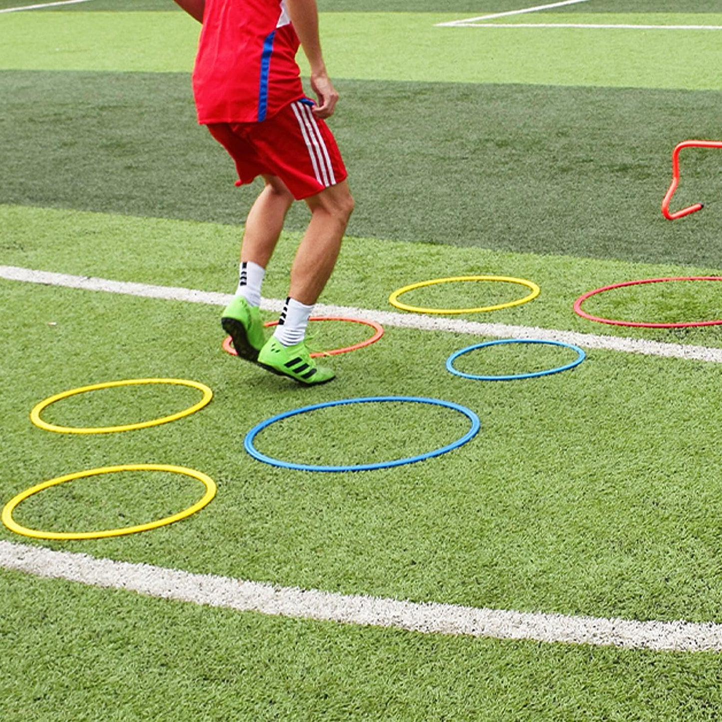 Speed and Agility Training Rings,  12Pcs 12" Multifunction Ring Toss Game Rings, Speed Agility Tennis Soccer Basketball Aid for Hurdles Exercise Fitness Workouts Obstacle Course Challenges