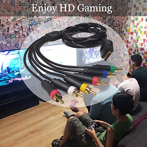 Component Audio Video Cable for PS2 / PS3 / PS3 Slim, HD Multi Out Composite RCA Audio Video Cable for PS3 (6 Feet)