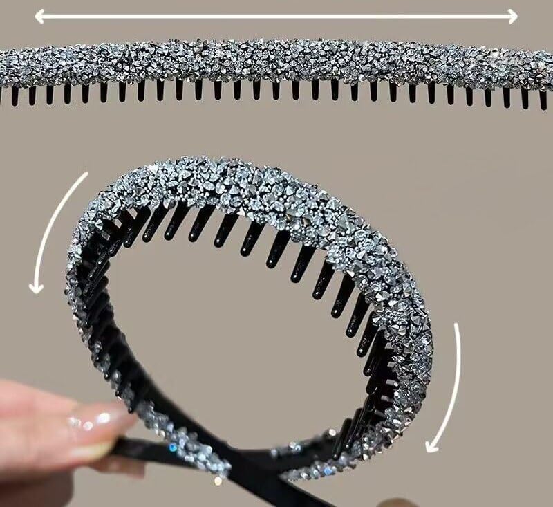 4Pcs Rhinestone Headband with Teeth,Fashion Non Slip Head Bands Headbands Crystal Hairband Sparkly Diamond Hairbands Hair Accessories for Women Girls Bride Bridesmaids Wedding