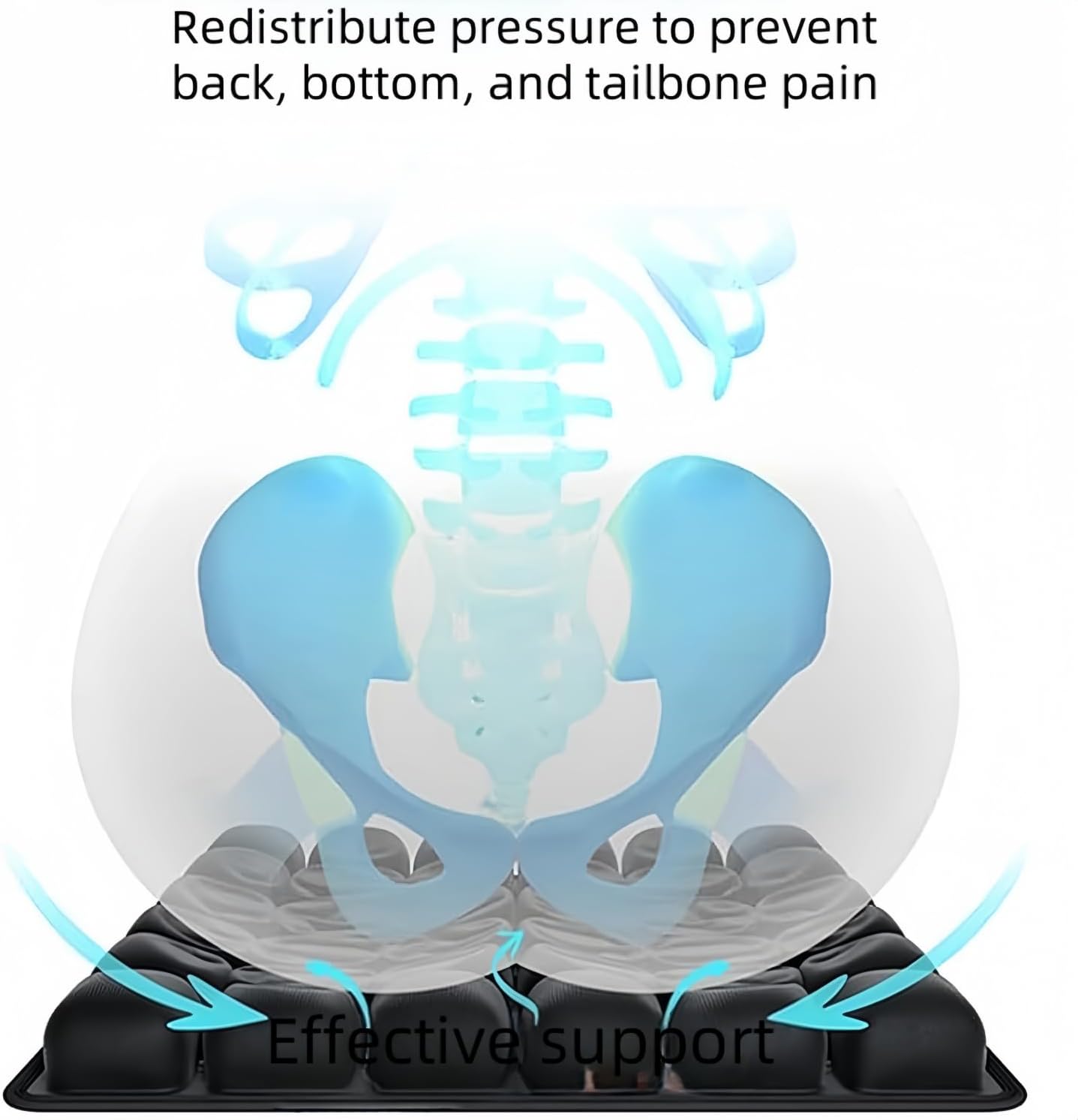 3D Air Cell Travel Cushion - Inflatable Seat Cushion for Airplane, Car, Office Chair, and Wheelchair