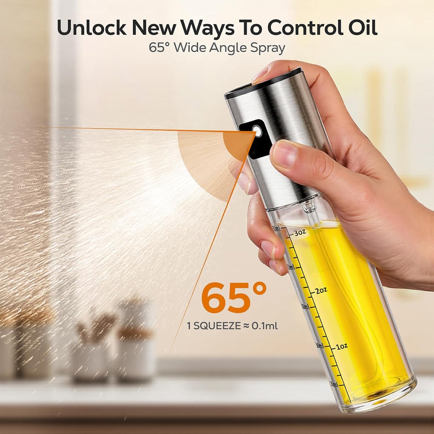 Oil Spray Bottle 2Pcs: Olive Sprayer for Cooking, Olive Oil Dispenser Bottle for Kitchen Gadgets,Food-grade Glass Oil Mister for Air Fryer, Frying, Salad, BBQ (2)