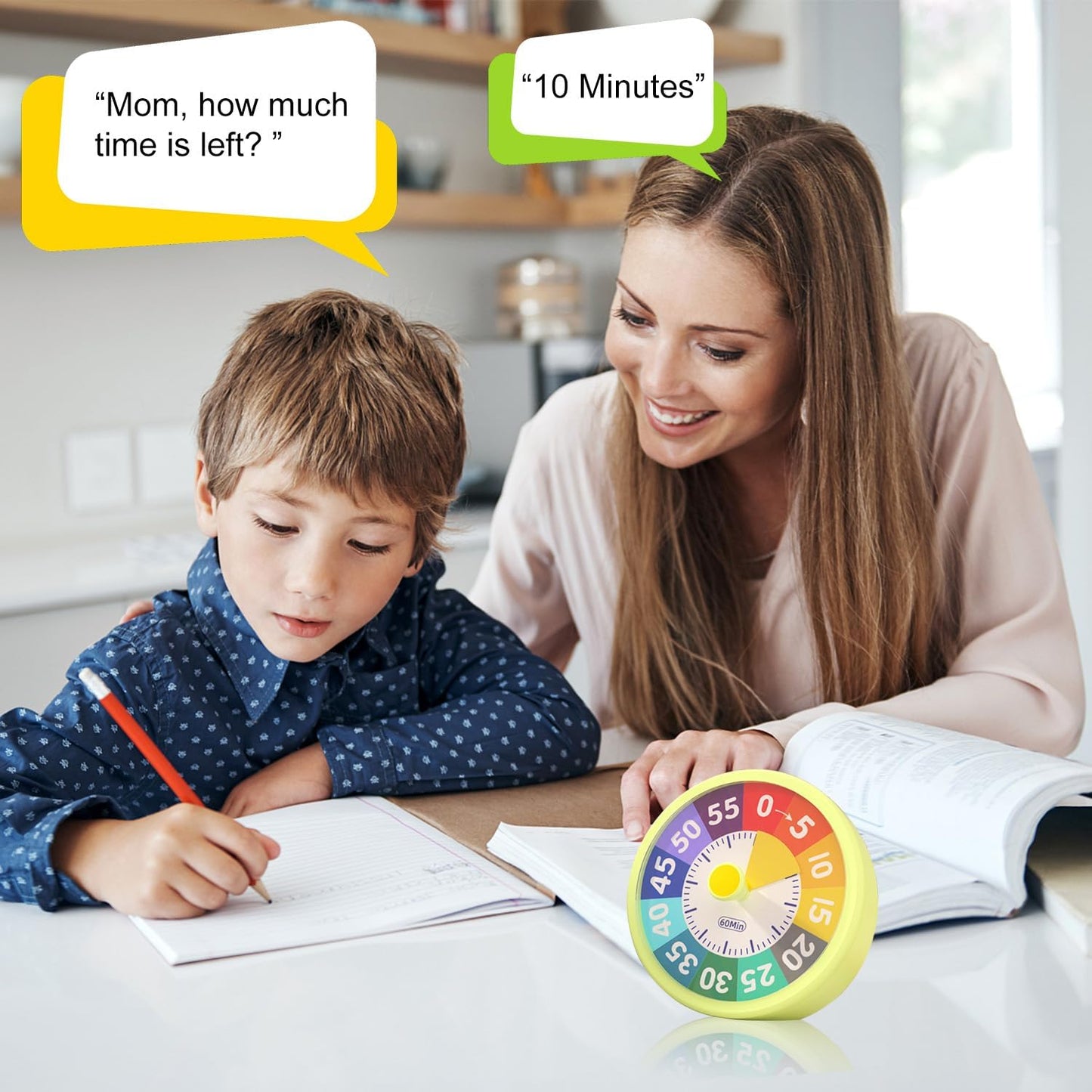 60 Minute Visual Timer for Classroom Kids Teachers, 4-Inch Countdown Timer for Kitchen Cooking, Toddler, Training, Study, Work (Battery Not Included)