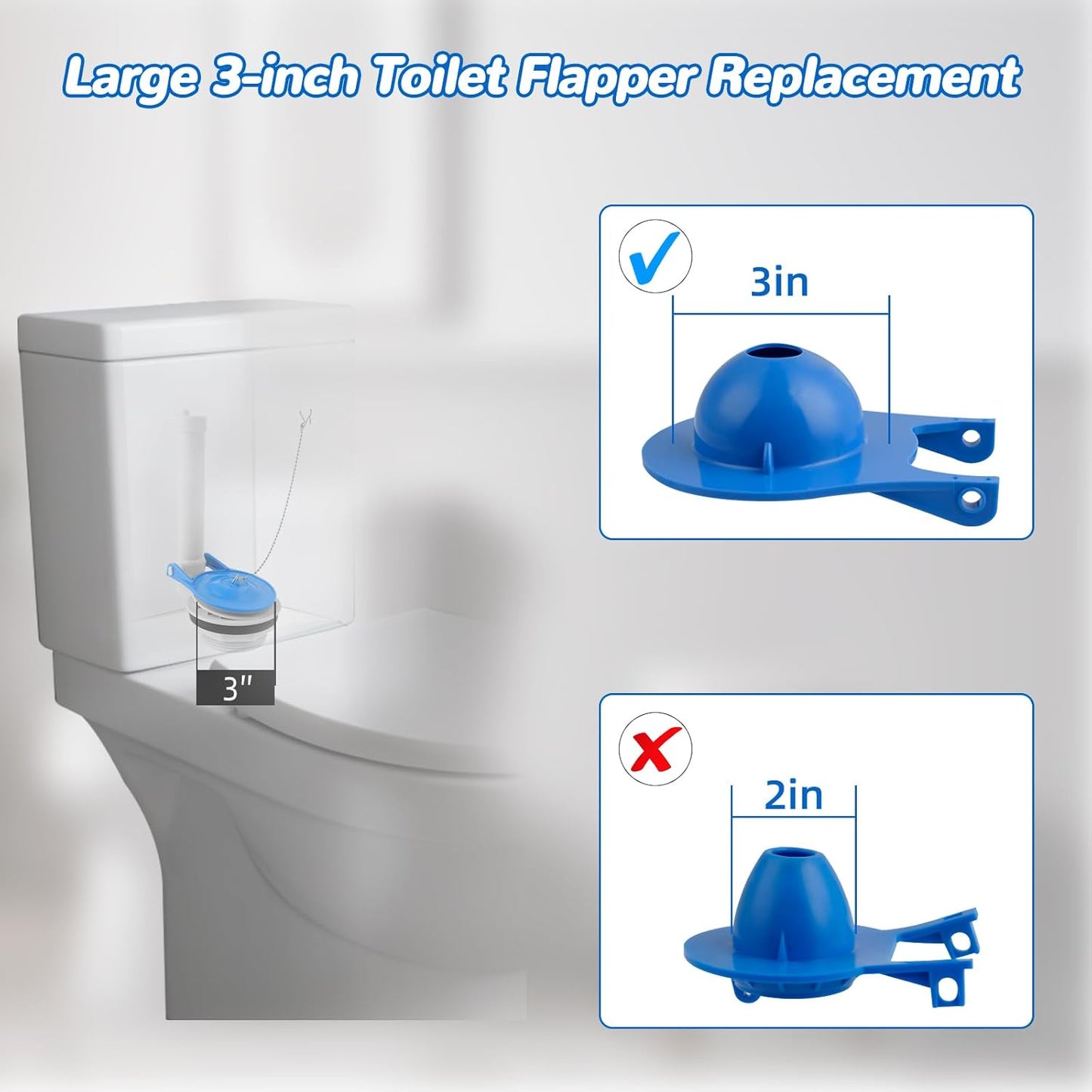 2 pcs Toilet Flapper Replacement, Compatible with Lowes AquaSouce Original 3" Flapper Replacement for 1.28 GPF Toilets (98923, 312795, 352027, 395280, 12293)-Water Saving, Easy to Install