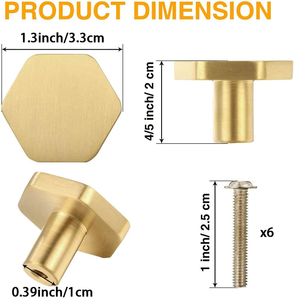 IME Drawer Knobs, Brass Cabinet Door Knobs Furniture Cupboard Pull Handle Wardrobe Dressers Knobs Hardware with Screw 3PCS [30X20MM]