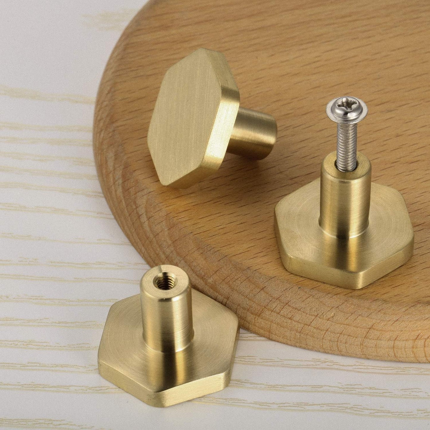 IME Drawer Knobs, Brass Cabinet Door Knobs Furniture Cupboard Pull Handle Wardrobe Dressers Knobs Hardware with Screw 3PCS [30X20MM]