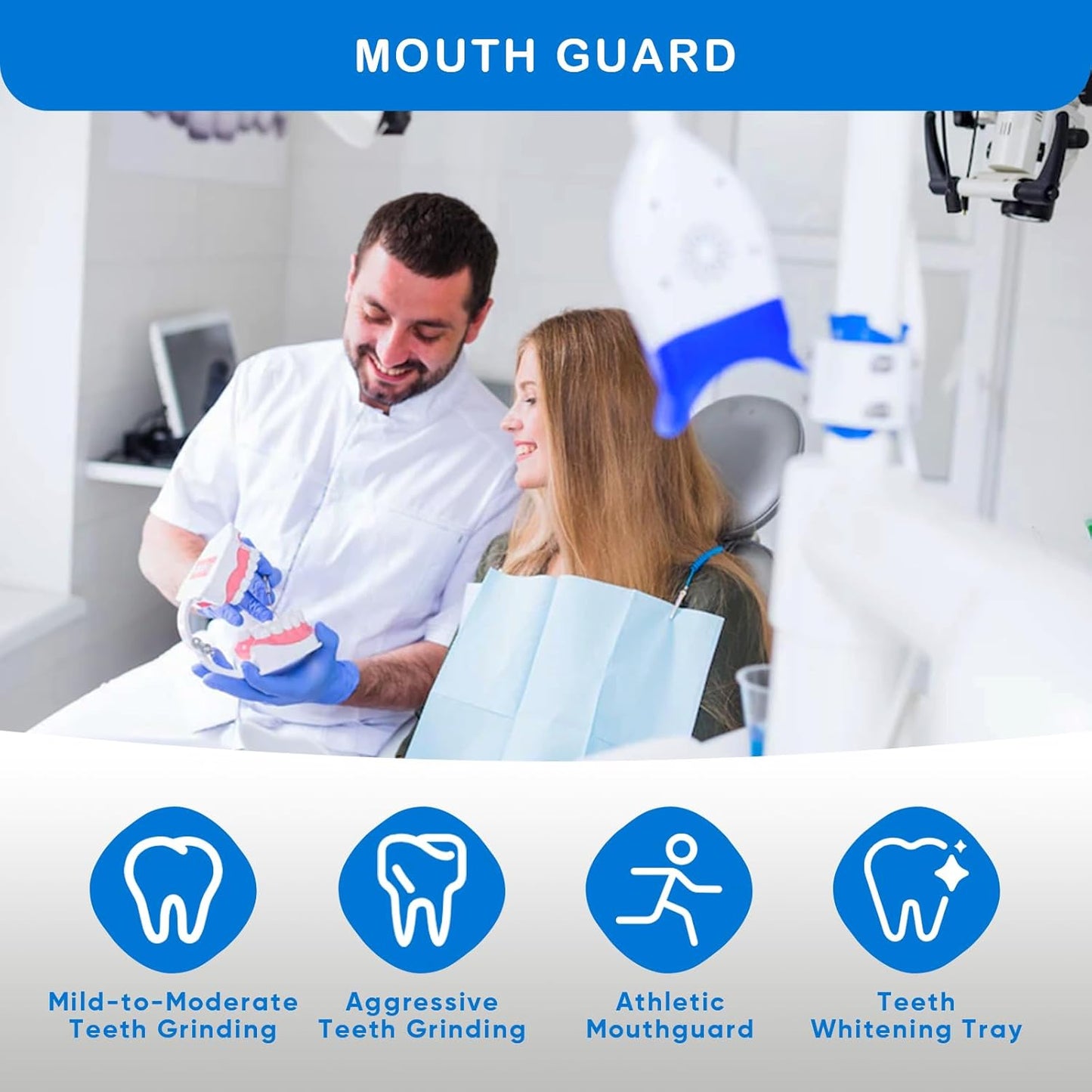 Mouth Guard for Grinding Teeth, Moldable Dental Guard for Night Sleeping - 4 Pack