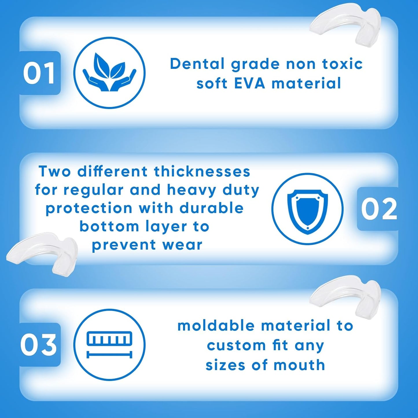 Mouth Guard for Grinding Teeth, Moldable Dental Guard for Night Sleeping - 4 Pack