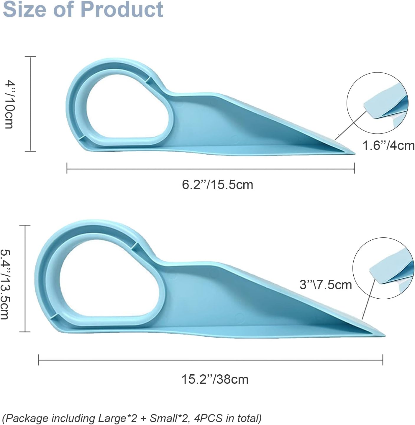 Mattress Lifter Mattress Wedge Elevator, 4 PCS 15.2"x5.4" Ergonomic Mattress Lifter Tool for Changing Sheets Bed Making Alleviate Back Pain (Large & Small)