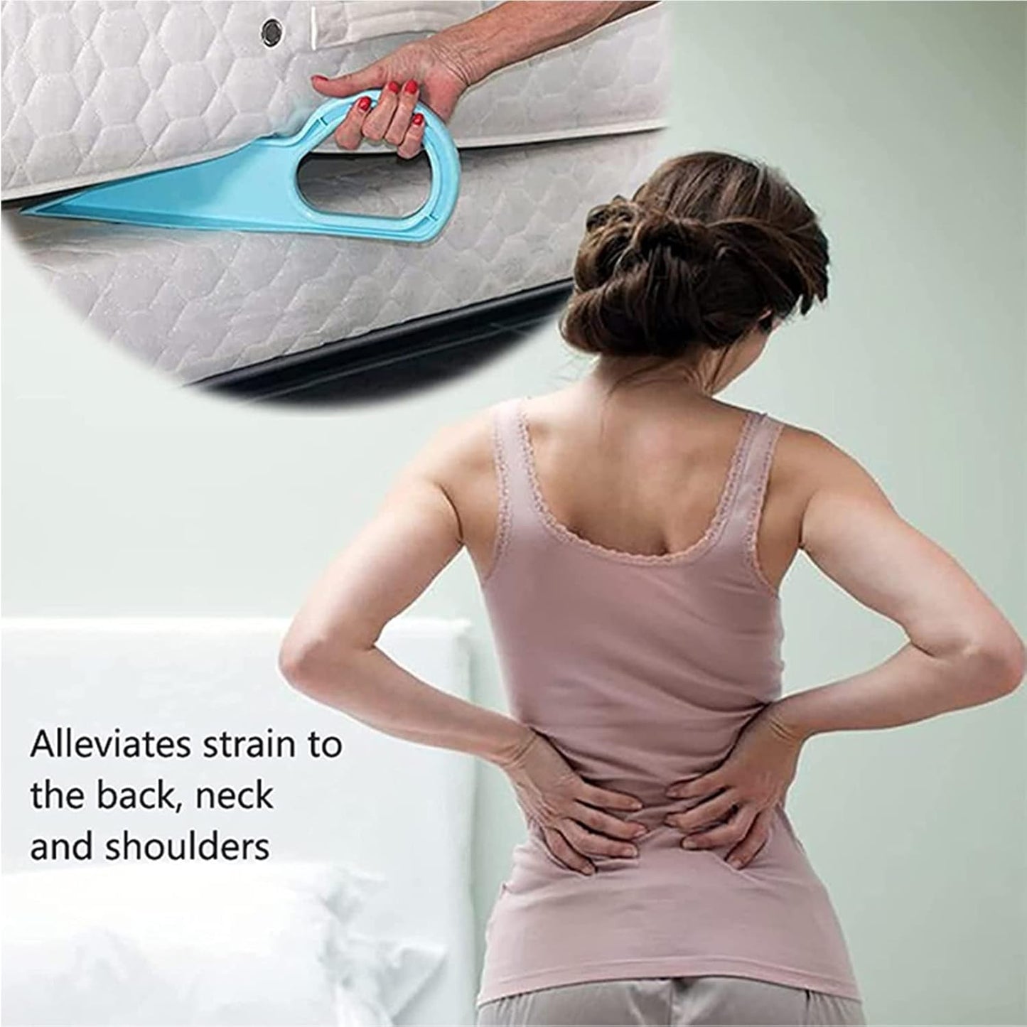 Mattress Lifter Mattress Wedge Elevator, 4 PCS 15.2"x5.4" Ergonomic Mattress Lifter Tool for Changing Sheets Bed Making Alleviate Back Pain (Large & Small)