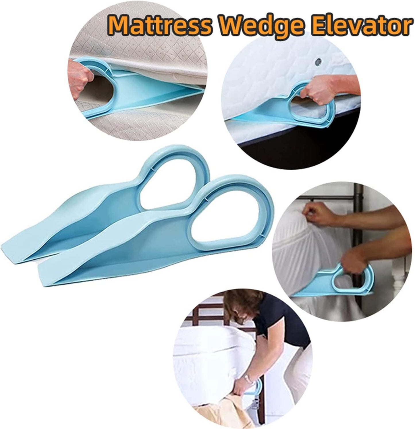 Mattress Lifter Mattress Wedge Elevator, 4 PCS 15.2"x5.4" Ergonomic Mattress Lifter Tool for Changing Sheets Bed Making Alleviate Back Pain (Large & Small)