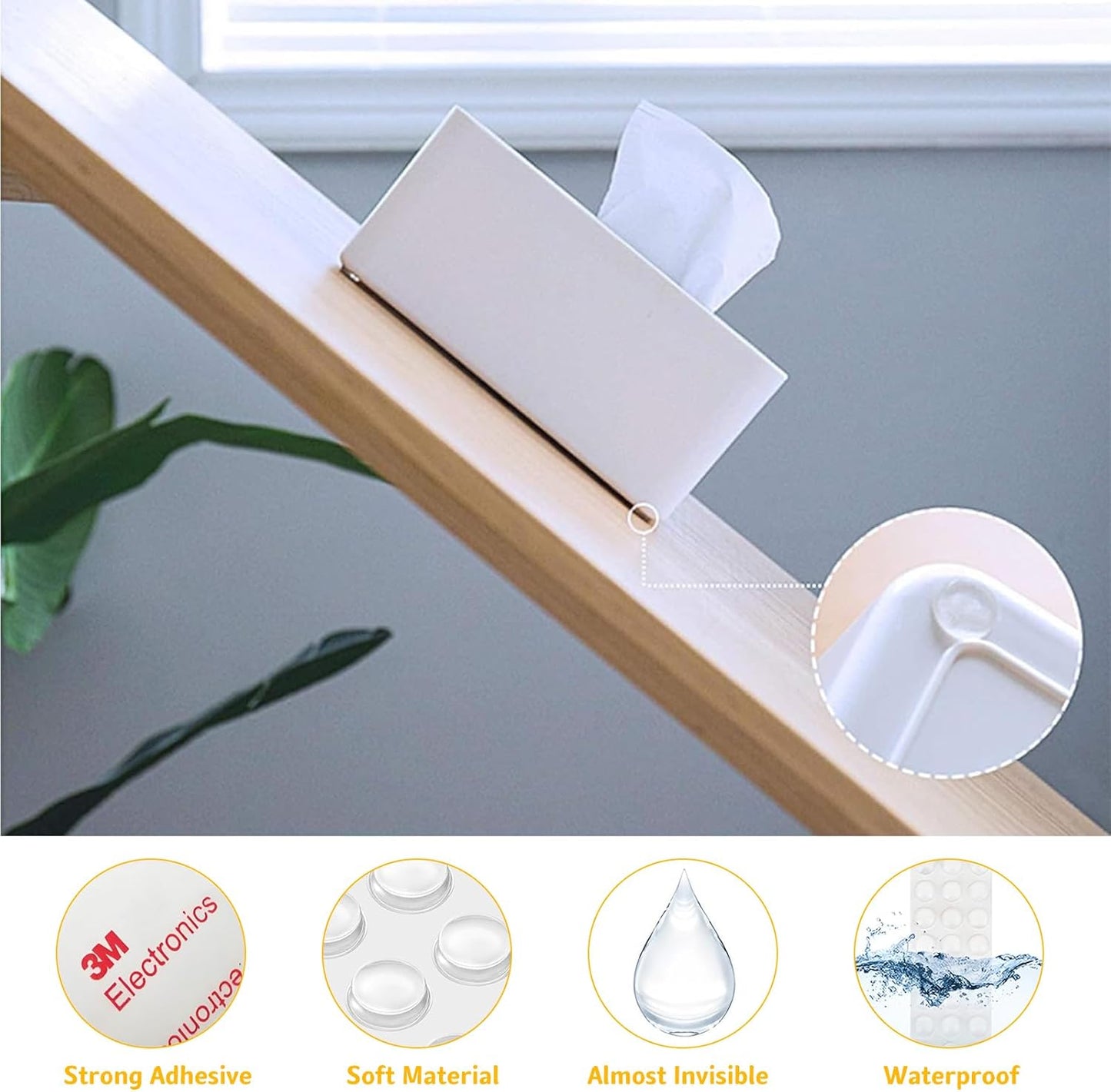 Cabinet Door Bumpers 192 Pcs Self Adhesive Sound Dampening Bumpers Pads, Clear Round Rubber Feet for Surface Protection and Furniture Noise Reduction, Drawers, Cupboard, Picture Frames, Door