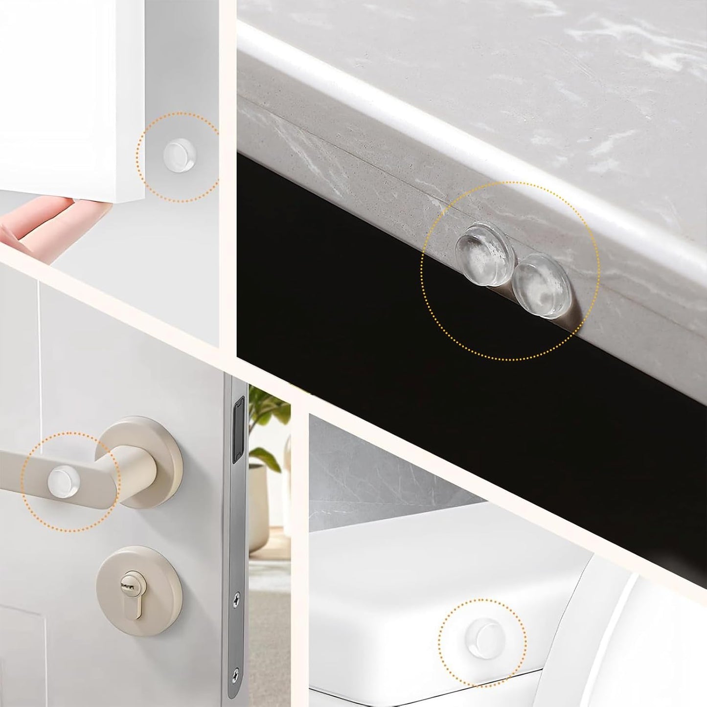 Cabinet Door Bumpers 192 Pcs Self Adhesive Sound Dampening Bumpers Pads, Clear Round Rubber Feet for Surface Protection and Furniture Noise Reduction, Drawers, Cupboard, Picture Frames, Door