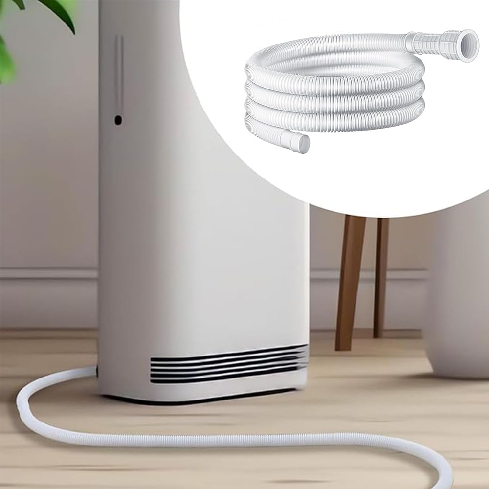 Dehumidifier Drain Hose,Patent Pending Dehumidifier Drain Hose,Flexible Universal Drain Hose with Cuttable Rubber Adapter and Connect Clamp,Fit for Air Conditioners,Dehumidifiers(White,6.5 Feet)