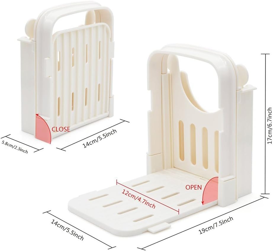Foldable & Adjustable Bread Slicer Guide for Homemade Toast Cutter Sandwich Maker Loaf Cutter Machine With Cutting Guide (White)