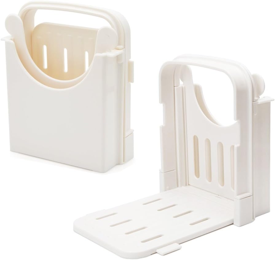 Foldable & Adjustable Bread Slicer Guide for Homemade Toast Cutter Sandwich Maker Loaf Cutter Machine With Cutting Guide (White)