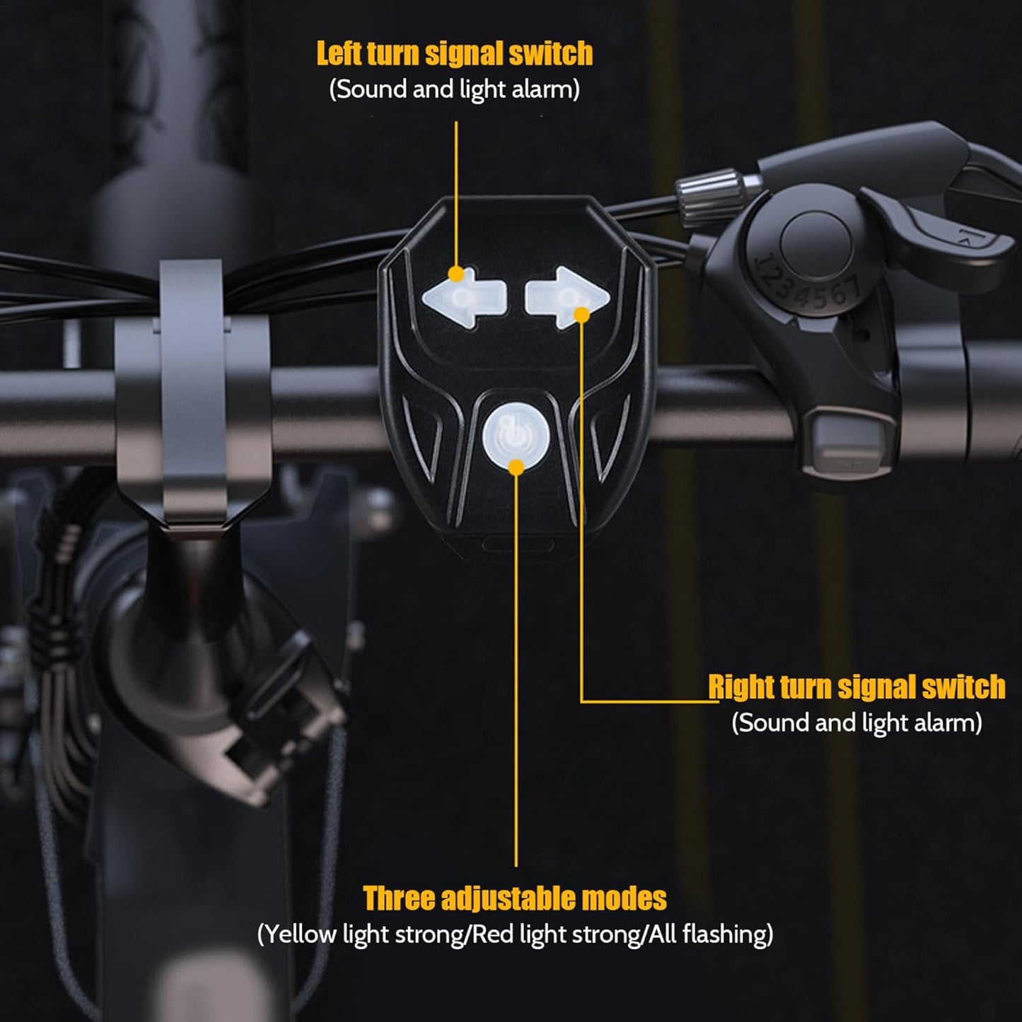 Bike Turn Signals Waterproof Remote Control 5 Mode Bike Tail Light with Right & Left Light 600mAh 30lm USB Rechargeable Yellow & Red LED Rear Bike Light for Night Riding Bike Brake Light