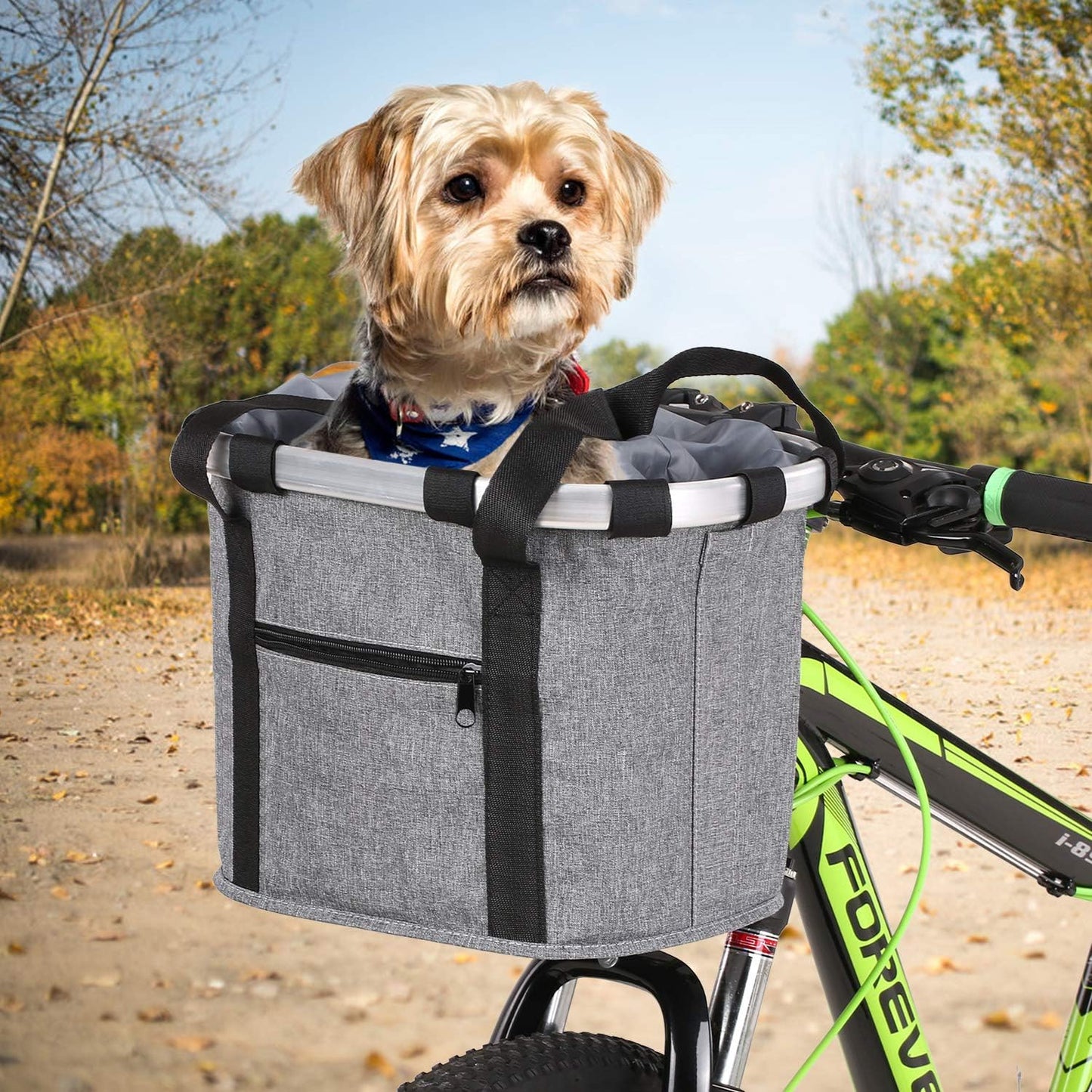 Stylish Aluminum Alloy Bicycle Basket - Black Purple Coffee Grey - 34x28x25cm - 6kg Capacity - Oxford Cloth - Handlebar Mount Included