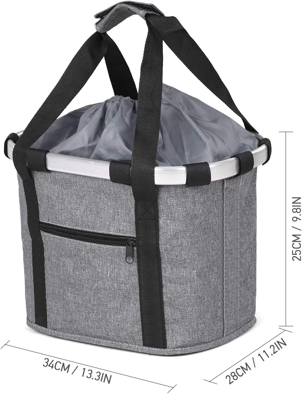 Stylish Aluminum Alloy Bicycle Basket - Black Purple Coffee Grey - 34x28x25cm - 6kg Capacity - Oxford Cloth - Handlebar Mount Included