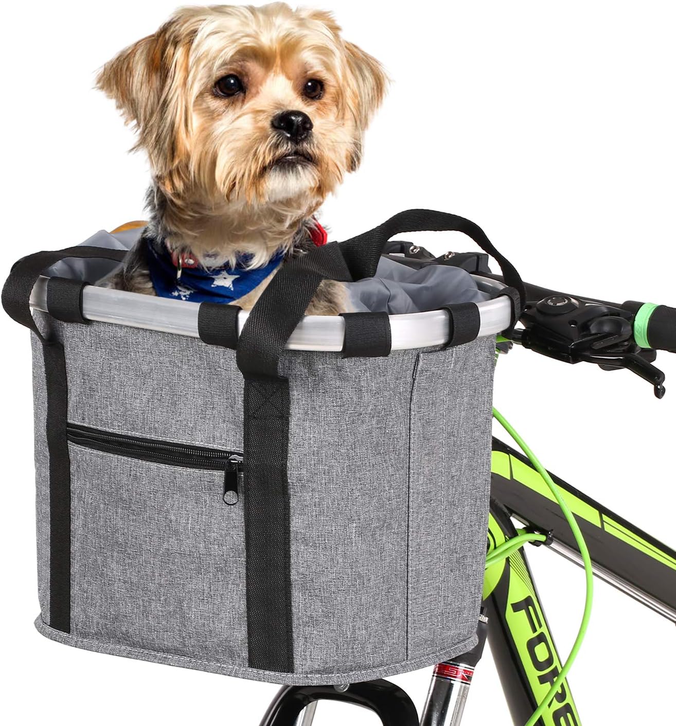 Stylish Aluminum Alloy Bicycle Basket - Black Purple Coffee Grey - 34x28x25cm - 6kg Capacity - Oxford Cloth - Handlebar Mount Included