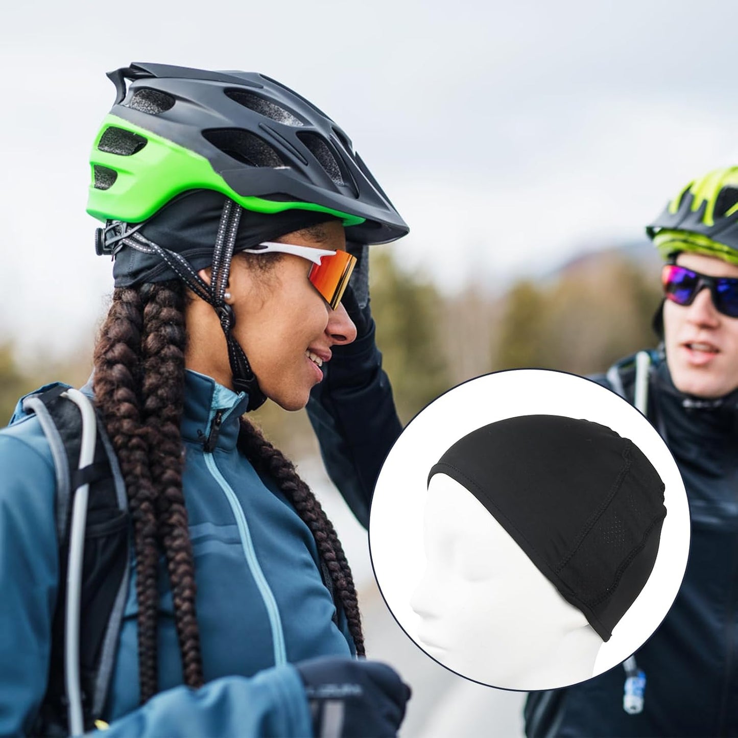 3 Pack Under Helmet Caps, Breathable Cycling Helmet Liner, Summer Cycling Skull Caps, Wicking Running Hats, Under Helmet Hats for Men Women, Perfect for Running Sports Cycling Motorcycle