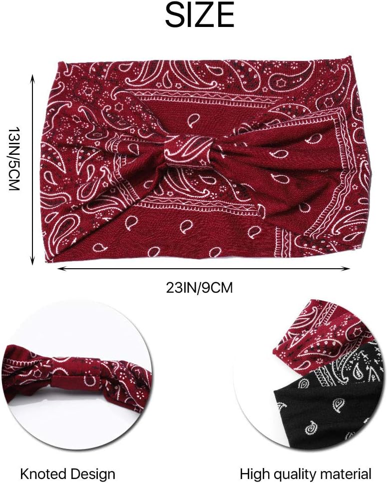 Extra Wide Headbands for Women Boho Head Wraps Stretchy African Turban Hairband Motorcycle Hair Accessories Pack of 3